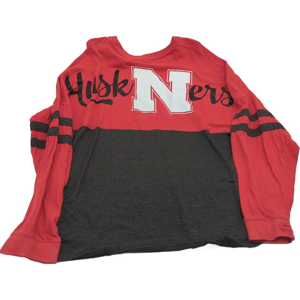 Pressbox L Nebraska Huskers Red Gray Pullover
